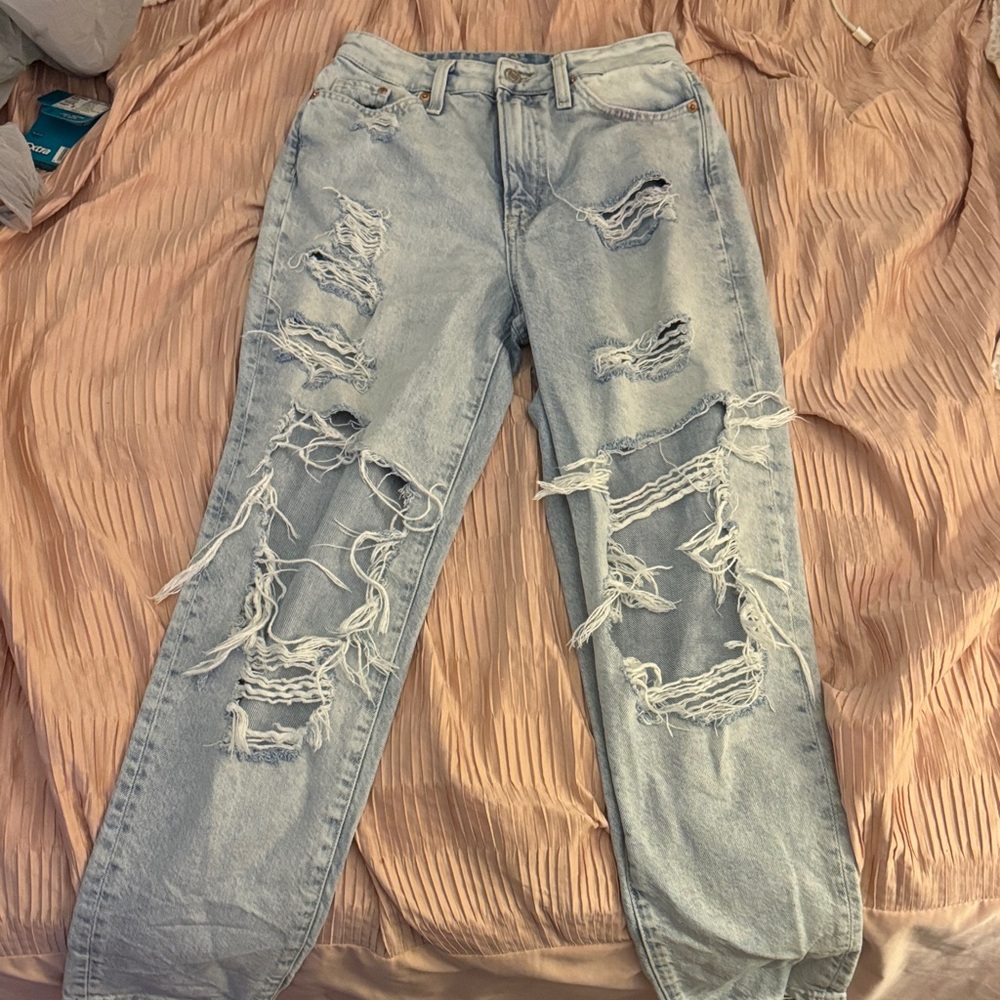 H&M Light Blue Distressed Boyfriend Jeans